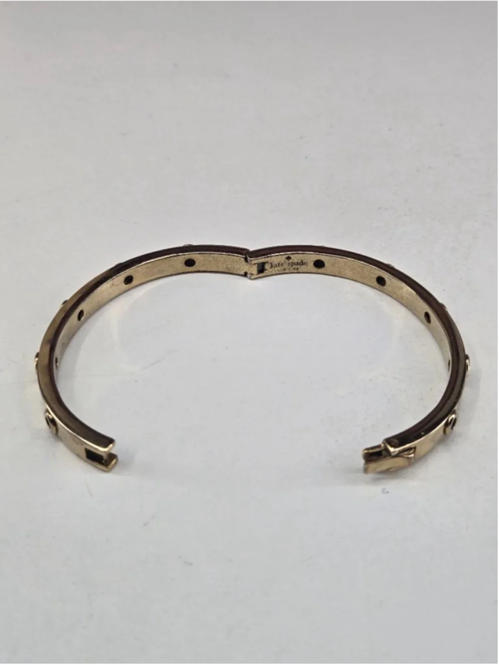 Kate Spade Goldtone Hole Station Bangle Bracelet Classic Collectible Fun - Picture 6 of 10